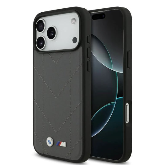 BMW MagSafe PU Quilted Leather Case With Metal Logo-iPhone 17 Pro Max
