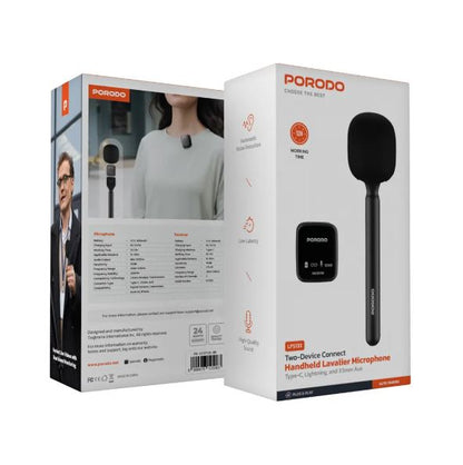Porodo Two-Device Connect Handheld Lavalier Microphone