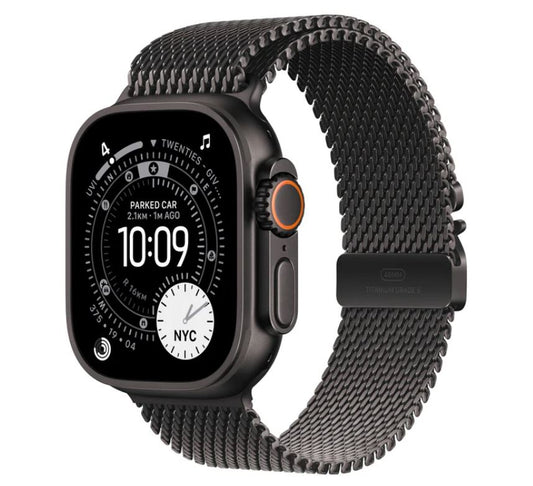 Apple Watch Ultra 3 GPS + Cellular 49mm Black Titanium Case with Black Titanium Milanese Loop – Medium