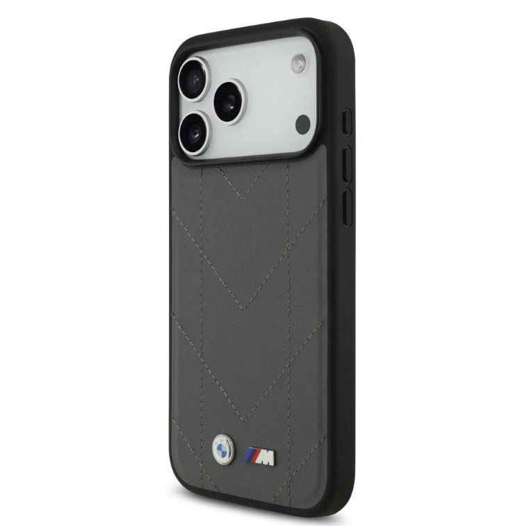 BMW MagSafe PU Quilted Leather Case With Metal Logo-iPhone 17 Pro