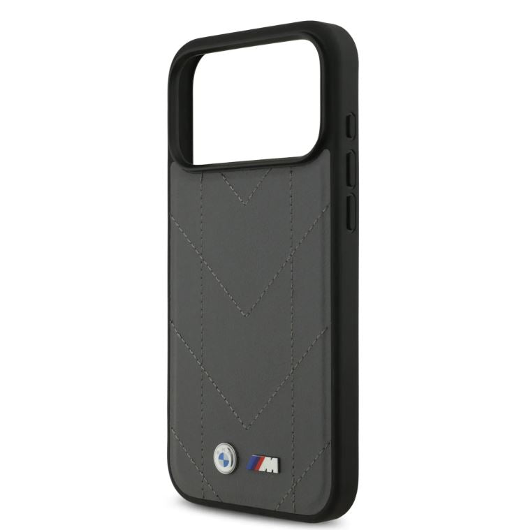 BMW MagSafe PU Quilted Leather Case With Metal Logo-iPhone 17 Pro Max