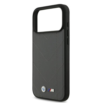 BMW MagSafe PU Quilted Leather Case With Metal Logo-iPhone 17 Pro Max