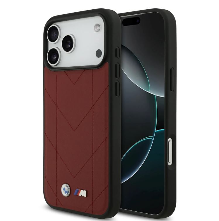 BMW MagSafe PU Quilted Leather Case With Metal Logo-iPhone 17 Pro Max