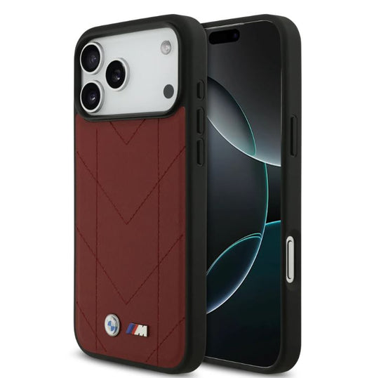 BMW MagSafe PU Quilted Leather Case With Metal Logo-iPhone 17 Pro Max