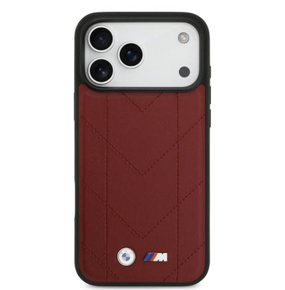 BMW MagSafe PU Quilted Leather Case With Metal Logo-iPhone 17 Pro Max