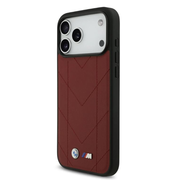BMW MagSafe PU Quilted Leather Case With Metal Logo-iPhone 17 Pro Max