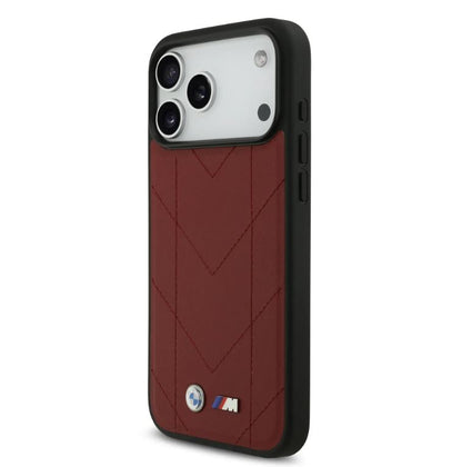 BMW MagSafe PU Quilted Leather Case With Metal Logo-iPhone 17 Pro Max