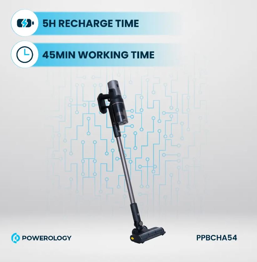 Powerology Cordless Vacuum Auto-Disposal Charging - Black