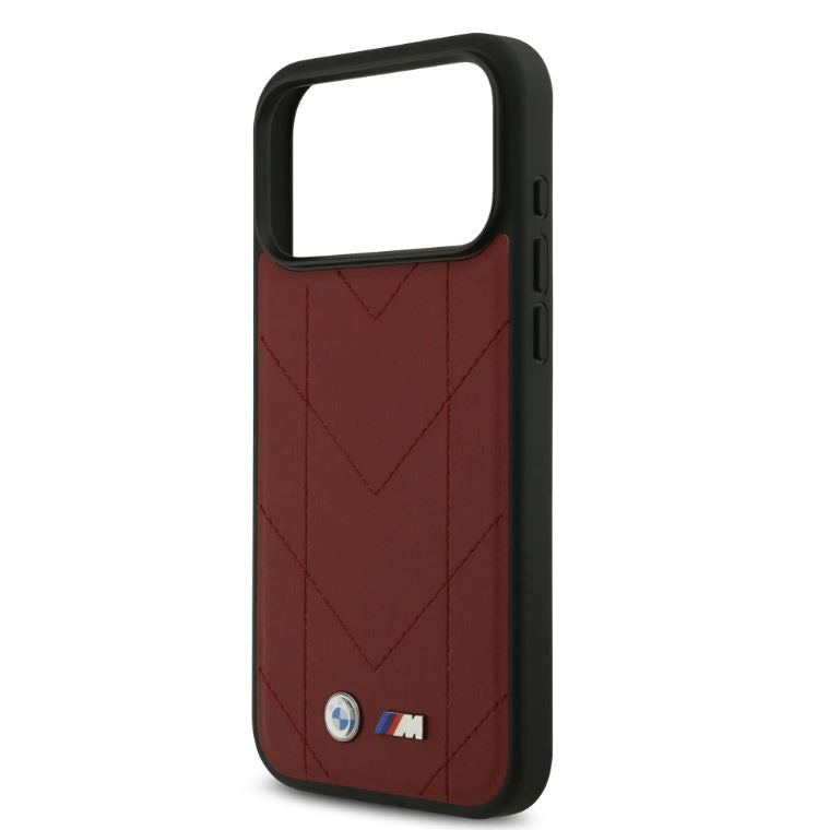 BMW MagSafe PU Quilted Leather Case With Metal Logo-iPhone 17 Pro Max