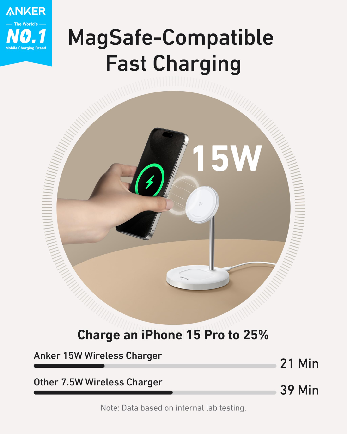 Anker MagGo Wireless Charger (2-in-1 Stand) 15W White