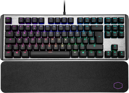 Cooler Master CK530 V2 Tenkeyless Gaming Mechanical Keyboard Red Switch with RGB Backlighting, On-The-Fly Controls, and Aluminum Top Plate, Arabic - English Layout, Black | CK-530-GKTR1