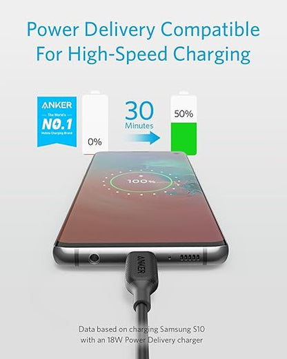 Anker Powerline III USB-C TO USB-C Cable (0.3M,1 FT) Black