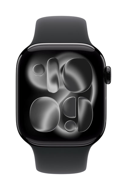 Apple Watch Series 11 GPS 46mm Jet Black Aluminium Case with Black Sport Band – S/M