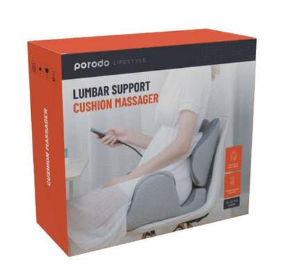 Porodo Lifestyle Lumbar  Support Cushion Massager  Gray