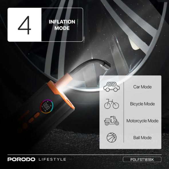 Porodo Lifestyle Electric Air Inflator - Black
