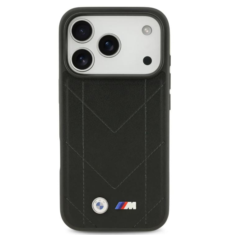 BMW MagSafe PU Quilted Leather Case With Metal Logo-iPhone 17 Pro
