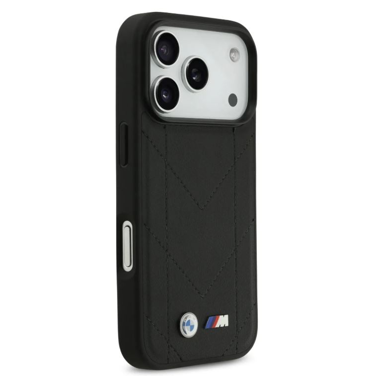 BMW MagSafe PU Quilted Leather Case With Metal Logo-iPhone 17 Pro