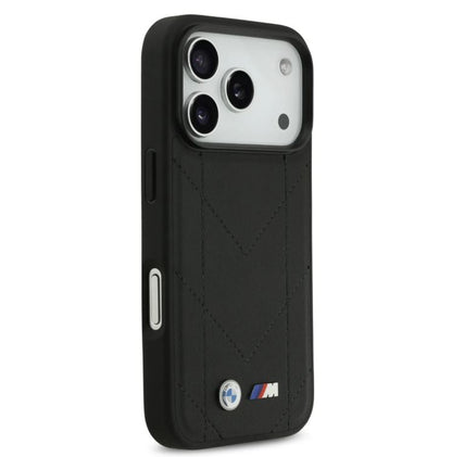 BMW MagSafe PU Quilted Leather Case With Metal Logo-iPhone 17 Pro