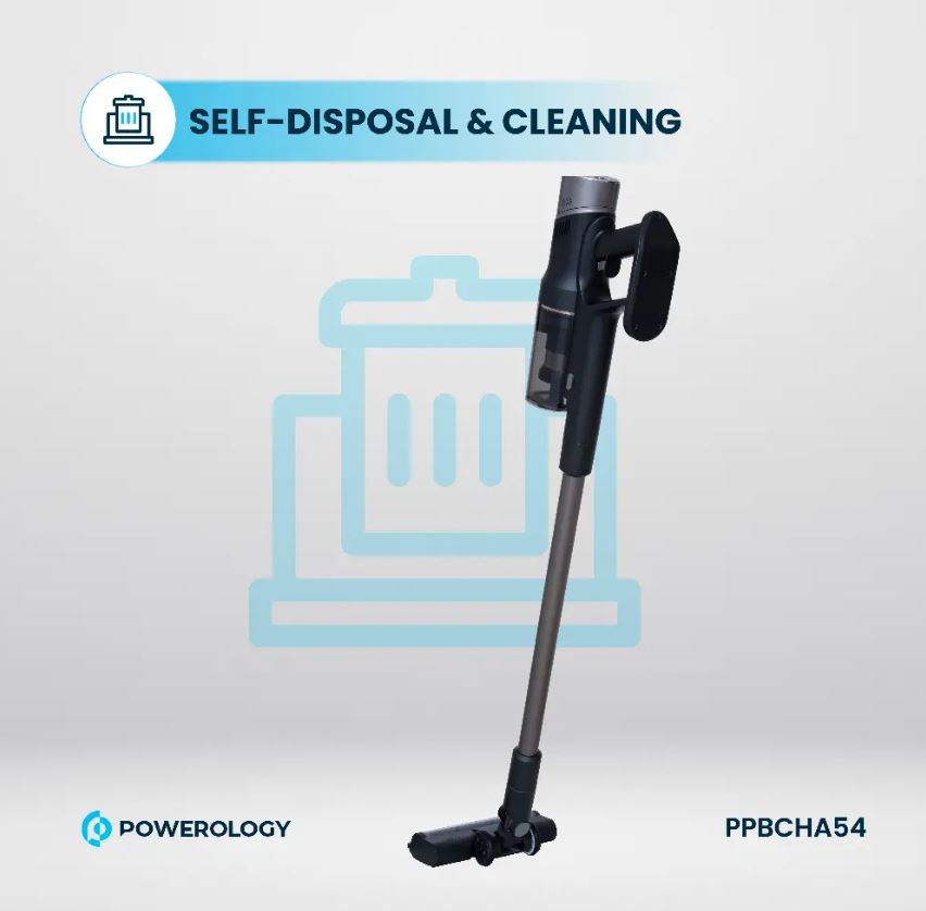 Powerology Cordless Vacuum Auto-Disposal Charging - Black