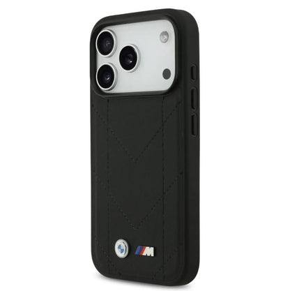 BMW MagSafe PU Quilted Leather Case With Metal Logo-iPhone 17 Pro