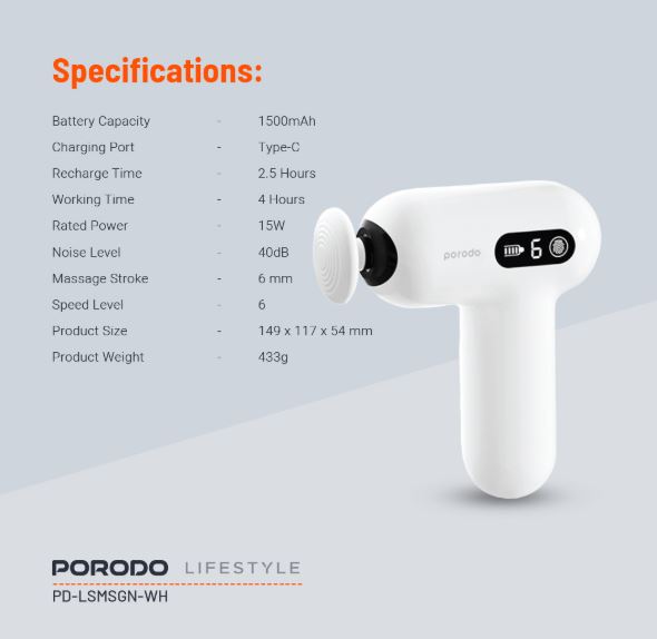 Porodo Lifestyle Active  Precision Massage- White