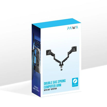 PAWA Double Gas Spring Computer Arm With 360º Rotation-Black