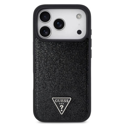 Guess MagSafe PU Leather Fixed Glitter Case With Triangle Logo-iPhone 17 Pro Max