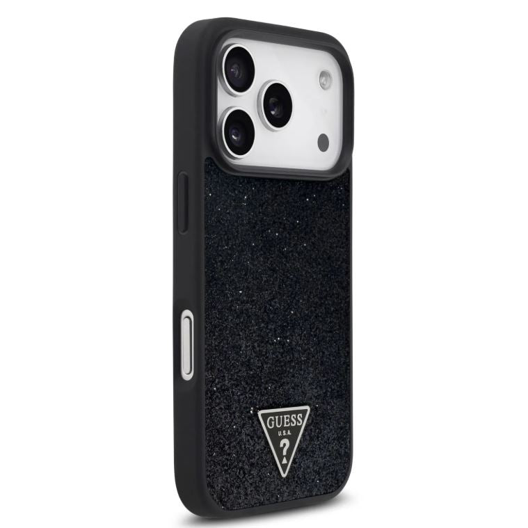 Guess MagSafe PU Leather Fixed Glitter Case With Triangle Logo-iPhone 17 Pro Max