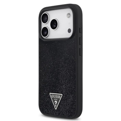 Guess MagSafe PU Leather Fixed Glitter Case With Triangle Logo-iPhone 17 Pro Max