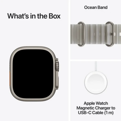 Apple Watch Ultra 4 GPS + Cell 49mm Natural Titanium Case with Translucent Grey Ocean Band