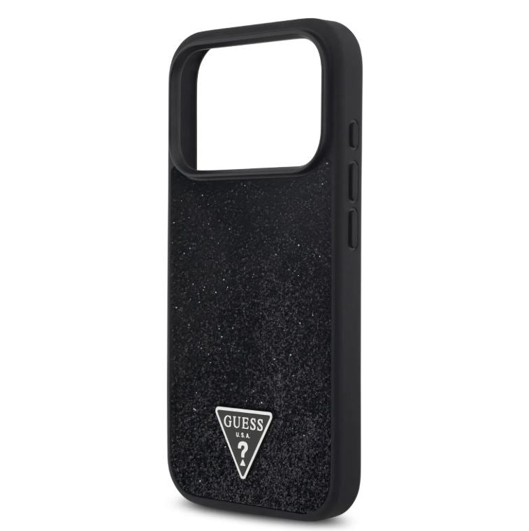 Guess MagSafe PU Leather Fixed Glitter Case With Triangle Logo-iPhone 17 Pro Max