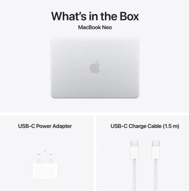 13-inch MacBook Neo A18 Pro chip 6‑core CPU 5‑core GPU 8GB 256GB SSD-Silver