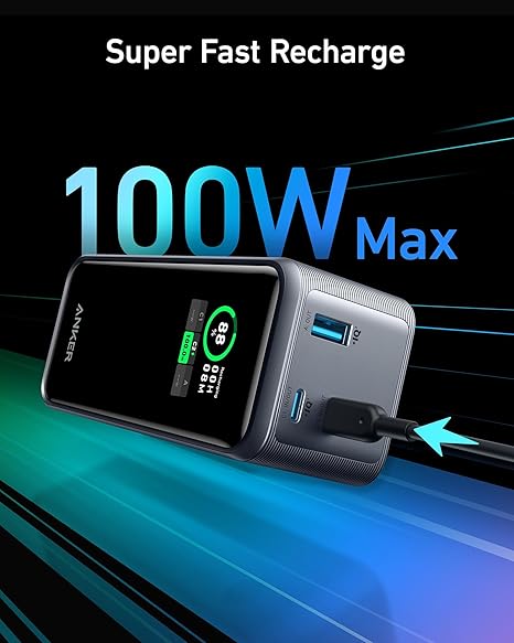 ANKER 3-Port 200W Power Bank  LCD Screen 20,000mAh Black