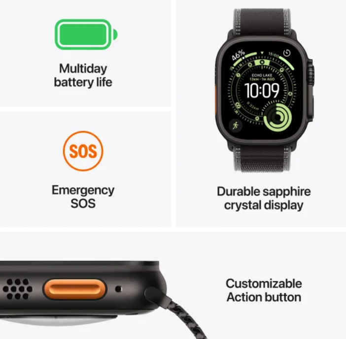 Apple Watch Ultra 3 GPS + Cellular 49mm Black Titanium Case with Black Ocean Band
