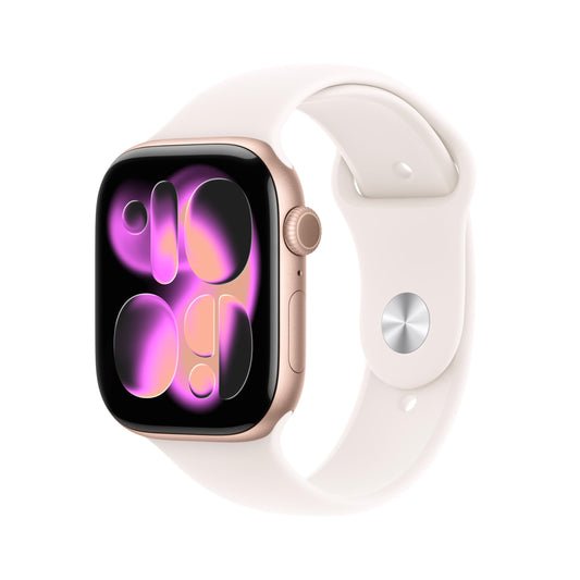 Apple Watch Series 11 GPS + Cellular 42mm Rose Gold Aluminium Case with Light Blush Sport Band – M/L