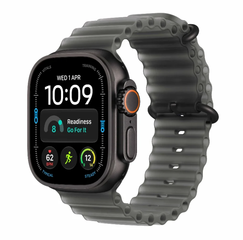 Apple Watch Ultra 4 GPS + Cell 49mm Natural Titanium Case with Translucent Black Ocean Band