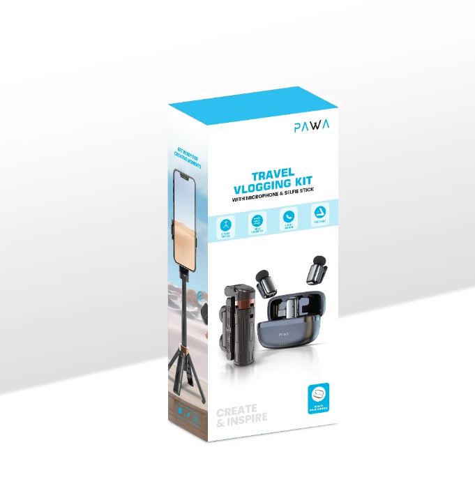 PAWA Travel Vlogging Kit With Microphone & Selfie Stick