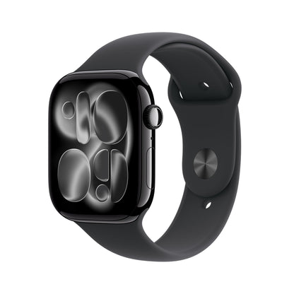Apple Watch Series 11 GPS 42mm Jet Black Aluminium Case with Black Sport Band – M/L