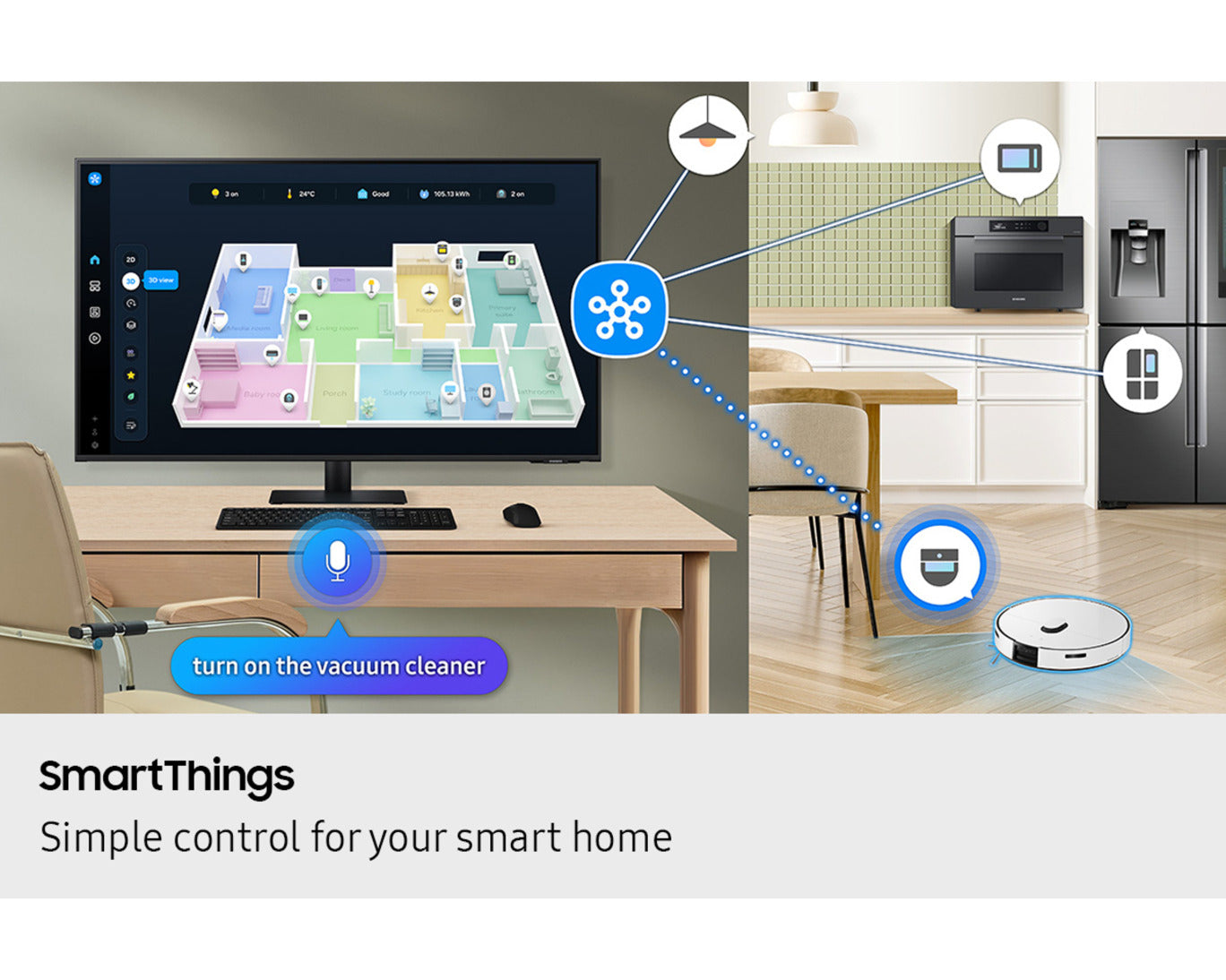 Samsung The M7 M70F 43-inch 4K Smart Monitor features a 60Hz refresh rate, AI capabilities, and a USB Type-C port.