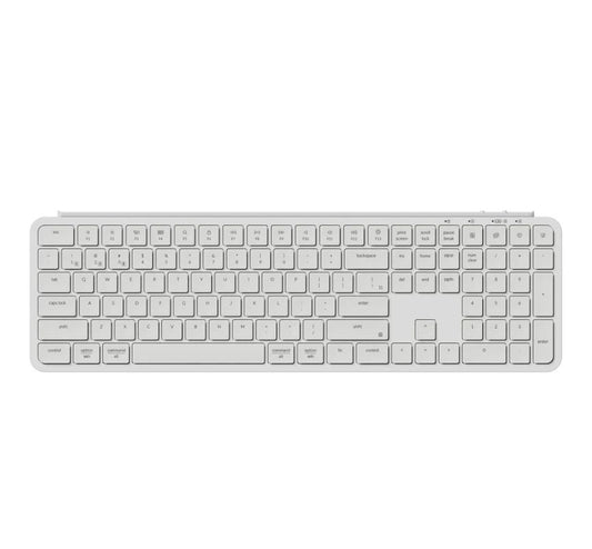 Keychron B6 Pro Full-Size Ultra-Slim Wireless ZMK Custom Keyboard for Win & Mac - White, Arabic