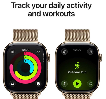 Apple Watch Series 11 GPS + Cellular 42mm Gold Titanium Case with Gold Milanese Loop