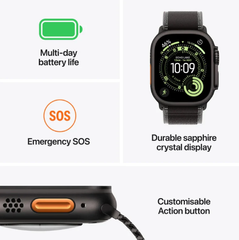 Apple Watch Ultra 3 - LTPO OLED-64GB -49mm - -Wi-Fi - Cellular -Medium -Black Titanium Case with Black Alpine Loop