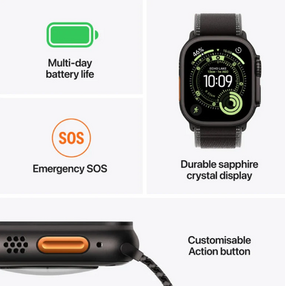 Apple Watch Ultra 3 - LTPO OLED-64GB -49mm - -Wi-Fi - Cellular -Medium -Black Titanium Case with Black Alpine Loop
