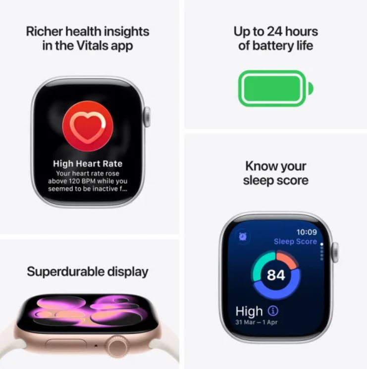 Apple Watch Series 11 GPS 46mm Jet Black Aluminium Case with Black Sport Band – S/M