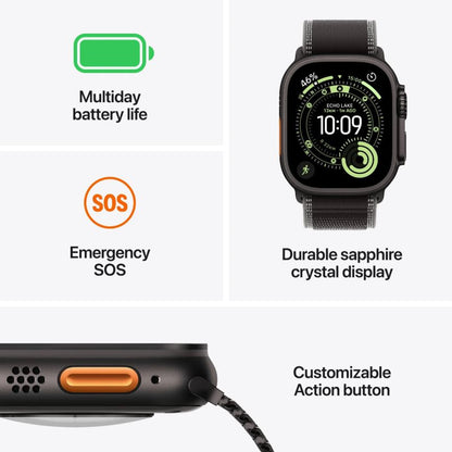 Apple Watch Ultra 3 GPS + Cellular 49mm Black Titanium Case with Black Alpine Loop – Medium