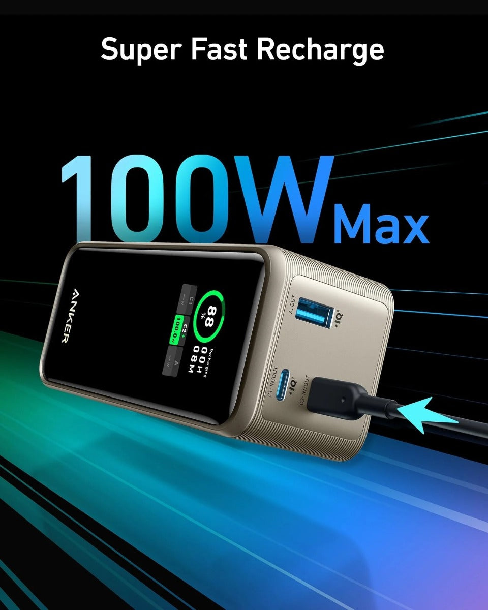 ANKER 3-Port 200W Power Bank LCD Screen 20,000mAh Gold