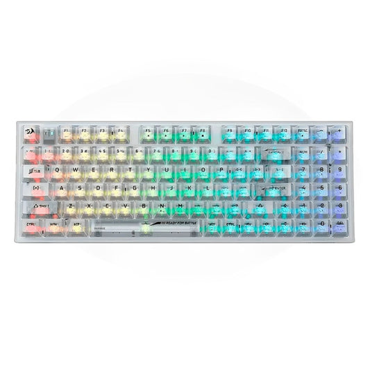 Redragon 94-key mechanical keyboard, BT 5.0/3.0/2.4G/type C wired, RGB LED backlit keys, Mechanical switch, Crystal keycaps