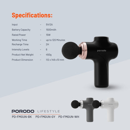 Porodo Lifestyle Precision Handheld Massager 4 Interchangeable Head
