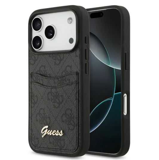 Guess PU Case With Cardslot & Script Metal Logo-iPhone 17 Pro