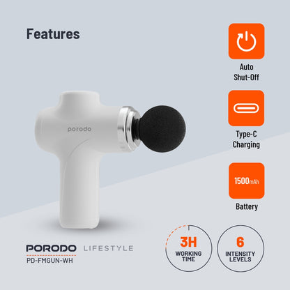 Porodo Lifestyle Precision Handheld Massager 4 Interchangeable Head